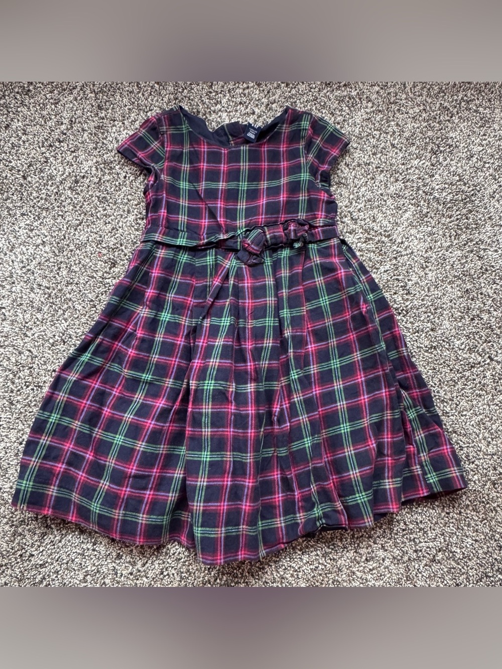 GAP Navy Plaid Dress with Pink and Green Accents
